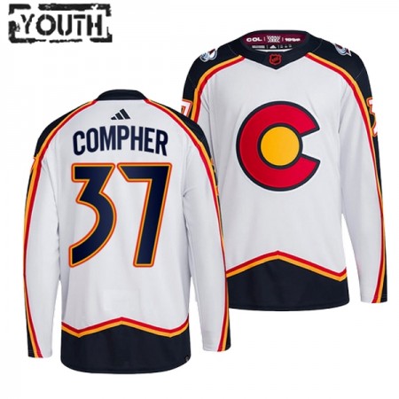 Colorado Avalanche Trikot JT Compher 37 Adidas 2022-23 Weiss Reverse Retro 2.0 Authentic - Kinder